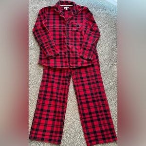 DKNY Women’s 2 Piece Pajamas Set Red Plaid Micro-fleece Small